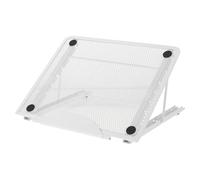 MAGICLULU Foldable Adjustable Laptop Rack Iron Stand with Hollow Design | Portable White Desktop Support, Stable Centre of Gravity, Ergonomic Lift, One-piece Pack