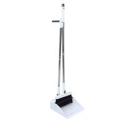 MAGICLULU Foldable Non Stick Broom and Dustpan Set with Detachable Stainless Steel Handle Cleaning Favor for Hair Removal Space Saving White Floor Scrub for Kitchen Office Home Use