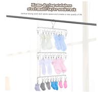 MAGICLULU Foldable Stainless Steel Clothes Drying Rack with Strong Clips Space Saving Laundry Organizer for Indoor Outdoor Use Windproof and Hanger for Socks Underwear and Garments
