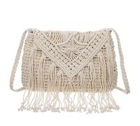 MAGICLULU Fringe Crossbody Bag Bohemian Style Polyester Cotton Woven Crochet Tassel Shoulder Bag for Women, Travel and Going at Night