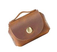 MAGICLULU Genuine Leather Key Bag Leather Key Storage Case Retro Style Chic Design Protect Coins Protect Data Lines Portable for Everyday Use Brown