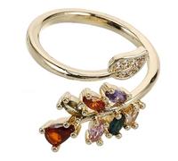 MAGICLULU Geometric Adjustable Leaf Ring for Women Minimalist Botanical Flower Jewelry Delicate Statement Ring Suitable for Daily Wear