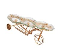 MAGICLULU Glass Fruit Plate Patterned Tempered Glass, European Style Dessert Plate Rack for Living Room, Elegant Single-piece Fruit and Snack Display Tray for Housewarming and Home Use