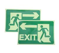 MAGICLULU Glow in The Dark Exit Sign Stickers Self-adhesive Luminous Emergency Exit Decals for Fire and Directional Way 2pcs Set
