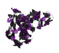 MAGICLULU Glowing Artificial Rose Vine with LED Fairy Lights Battery Operated Halloween Party Decoration for Haunted Houses Bars and Weddings Purple Faux Flower Garland
