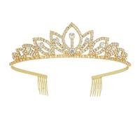 MAGICLULU Golden Alloy Delicate Bride Crown Hair Accessory Side Comb Design, Anti-allergic Wedding Dress Crown for Brides and Parties
