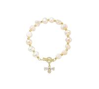 MAGICLULU Golden Imitation Pearl Bracelet for Women, Eye-catching Copper Wrist Chain with Stunning Design, Lightweight Hand Decoration for Travel and Theme Parties