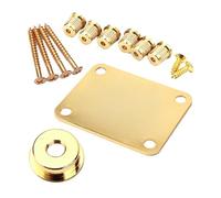 MAGICLULU Golden Metal Guitar Neck Plate and Mounting Guitar Neck and String Ferrules Set with Screws for Protecting the Finish for Guitarists and Bass Players Suitable for Guitarists and