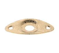 MAGICLULU Golden Stainless Steel and Seamless Integration Guitar Output Jack Plate with Vintage Engraved Detail, Oval Curved Shape, Includes Screws for Electric Guitar Maintenance