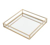 MAGICLULU Golden Vanity Tray with Brass Border 6X15 Inch Oval Decorative Display Tray for Perfume Jewelry Organizer on Bathroom or Bedroom Countertop