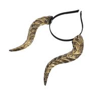 MAGICLULU Gothic Devil Horns Headband PU Material Lightweight Comfortable Demon Crown for Halloween Party Cosplay Mardi Gras Festival Hair Accessory Gold