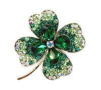 MAGICLULU Green Four Leaf Clover Brooch Lucky Enamel Alloy Lapel Pin Irish Accessory for Women Saint Patrick’s Day Decoration Jacket Bag