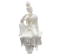 MAGICLULU Guanyin Statue Sculpture Nut Carved Feng Shui Ornament Compassionate Goddess for Home Office Meditation Decor 4.92X2.36X1.77In