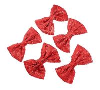 MAGICLULU Hair Bows Clips Lovely Bow Knot Barrettes with Shining Sequins 5pcs Christmas Red and Chiffon Cloth Hair Holder for Day or School Reward