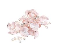 MAGICLULU Hair Comb Elegant Bridal Comfortable Copper Wire Alloy Design Flower Shape with Rhinestone and Imitation Pearl Creates Instant Stunning for Wedding Headpieces Decoration