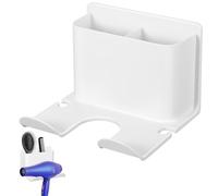 MAGICLULU Hair Dryer Rack Hair Dryer Shelf with Storage 11.8x7.1x4.3inch Plastic No Drilling Required Space-saving Design Modern Sleek Style White for Bathroom Vanity