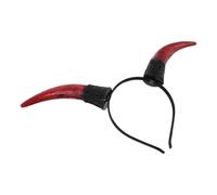 MAGICLULU Halloween Devil Horns Headband with Realistic Ox Antlers Northern European Style Cosplay Accessory for Carnival Party and Stage Performances Elastic Fit for Adults and Red