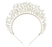 MAGICLULU Handcrafted Pearl Wedding Crown Headwear Lightweight Alloy Bridal Hair Accessory with Gorgeous Brightness and Chic Design for Bride and Girls at Weddings and Engagements