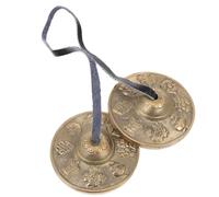 MAGICLULU Handcrafted Pure Brass Yoga Cymbal Bell Eight Treasures Pattern and Storage Bag, Meditation Chime for Religious Ceremony and Mindfulness Practice