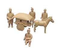 MAGICLULU Handmade Terracotta Warriors Statues and Feng Shui Horse Ornament Set, Mini 6Pcs Historical Qin Dynasty Collectible Figurines Crafted from Terracotta for Office and Home Decoration