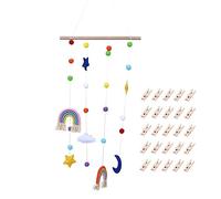 MAGICLULU Hanging Wall Decor Photo Hanger Rack 25 Clips Stylish Rainbow Hanging for Boys and Girls Hair Accessories Iron Cotton Rope Wood Room Decor