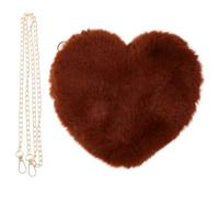 MAGICLULU Heart Shape Faux Rabbit Chain Bag for Women Going | Brown Finish, Lovely Fashion Style, Comfortable Hand Feel, Compact Storage for Cocktail Occasions