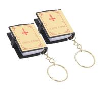 MAGICLULU Holy Bible Keychain 2Pcs Small Religious Book Pendant for Party and Everyday Use Secure Attachment