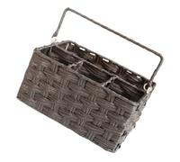 MAGICLULU Imitation Rattan Utensil Caddy with Handles Handwoven Plastic Cutlery Organizer for Kitchen Countertop and Picnic Compact Compartments for Flatware Storage and Napkin Plate