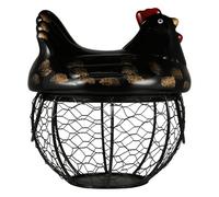 MAGICLULU Iron Basket Snack Basket Chicken Shaped Ceramic and Iron Multi-purpose with Portable Handle for Home Decoration and Living Room