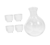 MAGICLULU Japanese Cold Sake Glass Decanter with Ice Pocket Small Capacity Transparent Iced Sake Pot and Glass Cups for Home Restaurant Use Elegant Japanese Style Beverage Server for