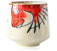 MAGICLULU Japanese Hand-Painted Ceramic Teacup with Red Fish Head Design - Ideal for Matcha Sake and Tea Ceremony 8Cm