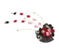 MAGICLULU Japanese Kimono Flower Hair Clip Elegant Floral Fan Barrette with Tassel Lightweight Handmade Hairpin Ornament for Women Hanfu Costume Wedding Festival Accessories