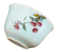 MAGICLULU Japanese Style Ceramic Tea Serving Cup with Qing Porcelain Lychee Branch Design, Vintage Reusable Tea Cup for Home and Office, Household Water and Coffee Drinking Mug