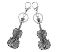 MAGICLULU Keychain or Alloy Rhinestone and Material Set Zinc Instrument 2pcs Stylish Mini Violin Lightweight and Easy Carry Ornament Musical Keyring Pendant for Bag Present
