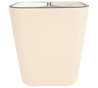MAGICLULU Khaki Double Compartment Trash Bin with Lid, PP Large Capacity | Wet and Dry Separation, for Bathroom and Kitchen, Single Press Operation, Recycle and Waste Sorting