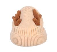 MAGICLULU Knitted Hat Knit Cap Christmas Cap Reindeer Beanie 1 Pack Reindeer Beanie Antler Warm Cap Christmas Knitted Hat for Adults Women Adults(Beige) Hat
