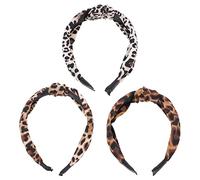 MAGICLULU Knotted Hairbands Wide Elastic Cloth Headbands 3 Pcs Leopard Print that Hold Hair Tightly and Prevent Clipping for Women and Girls for Daily Wearing or Special Occasions