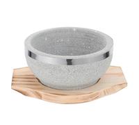 MAGICLULU Korean Stone Bowl for Bibimbap and Rice with Wood Tray | Smooth Surface, Keeps Dishes Hot, Slows Cooking for Crisp Rice Crust, Table Serving and Family Gatherings