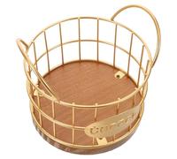 MAGICLULU Large Capacity Coffee Pod Holder Wire Basket with Wooden Base, Coffee Capsule Storage Organizer and Countertop Fruit Basket for Kitchen and Bar Station