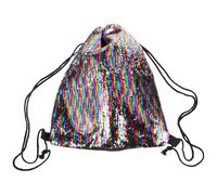 MAGICLULU Large Capacity Drawstring Backpack with Double Shoulder Straps Comfortable Carrying Polyester Material Sparkling Sequin Design Versatile Gym Bag for Hiking and Shopping