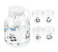 MAGICLULU Large Capacity Glass Water Jug Panda Design Cold Beverage Pitcher for Tea Coffee Drinks Leakproof Lid High-Temperature Resistant