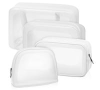 MAGICLULU Large Capacity PVC Toiletry Bag for Women with Practical Design, Stylish White Travel Pouch for Household Storage and Travel Use