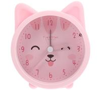 MAGICLULU Lovely Pink Silicone Decorative Desk Clock with Kitten Ear Shape, Mute Function for Desktop Decoration and Living Room Use, Silent Alarm Clock without Battery