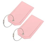 MAGICLULU Luggage Tags with Easy Identification and Convenient Storage Pu Leather for Travel and Business 2pcs Pink Baggage Tags for Suitcases and Handbags