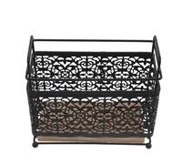 MAGICLULU Makeup Brushes Organizer with Black Lace Wooden Base, Iron Art Desktop Cosmetic Storage Rack 6.5x6.1x3.2in for Home and Office, Brush Pen Holder and Makeup Storage Unit