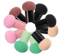 MAGICLULU Makeup Sponge Puff with Handle Design Soft Plastic and Sponge Material Mushroom Type 10pcs Dual-use Wet and Dry Cosmetic Powder Puff Suitable for Beginners for Face Makeup