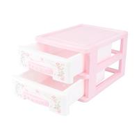 MAGICLULU Makeup Storage Organizer Mini Plastic Storage Box 2-layer Drawer Type Compact Cosmetics Case for Girls Hair Clips and Accessories Pink