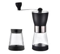 MAGICLULU Manual Coffee Bean Grinding Tool Coffee Mill with High Borosilicate Glass Jar Stainless Steel Ceramics Quiet Operation Wear-resistance for Office and Travelling