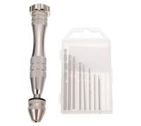 MAGICLULU Manual Walnut Hole Puncher Hand Drill Bit Set 0.8-3mm Aluminum Alloy Pin Vise Drill Tool for Handcrafted Amber and Wood Carving Silver Hand Tool Kit for DIY Craft