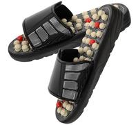MAGICLULU Massage Slippers Acupressure Sandals for Men and Women, Comfortable Reflexology Foot Massagers Made with Pu and Eva Material, Black for Foot Care and Relaxation